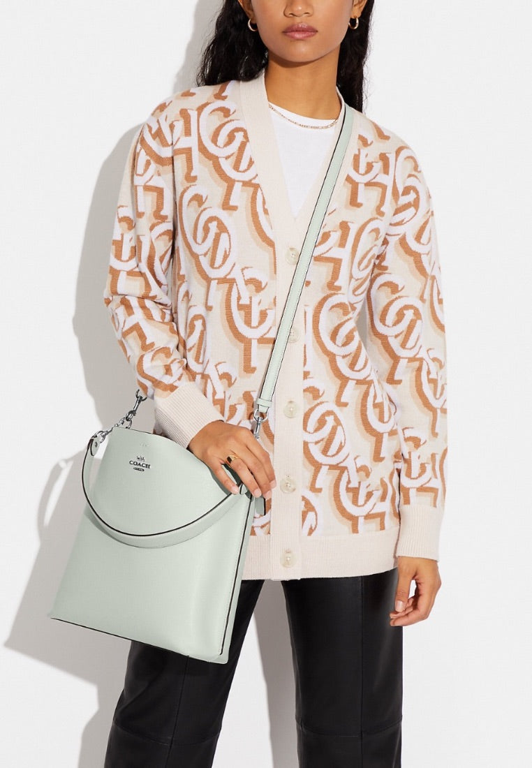 Mollie Bucket Bag With Signature Canvas Interior Light Sage Khaki