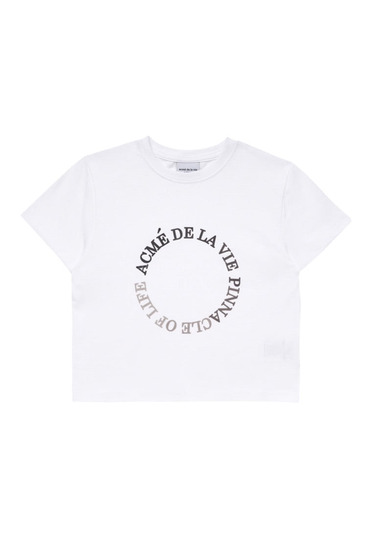 Circle Logo Artwork Crop Top Short Sleeve T-Shirt White