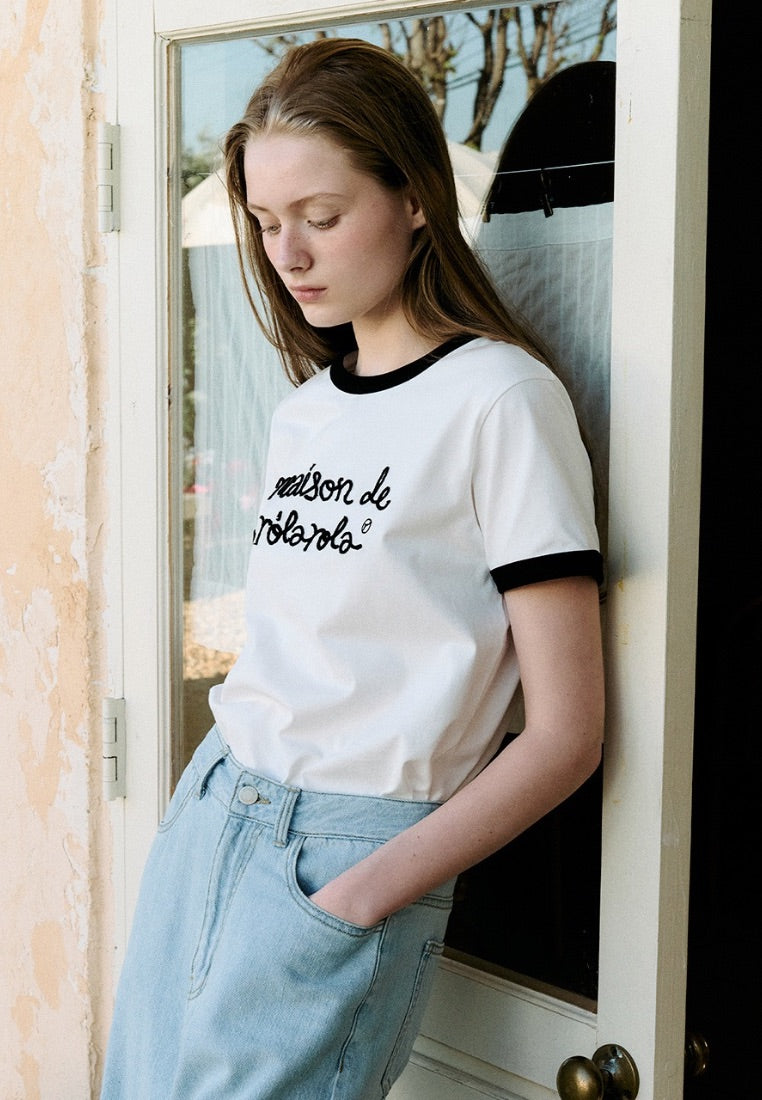 Maison De Rola Ringer T-Shirt White Black