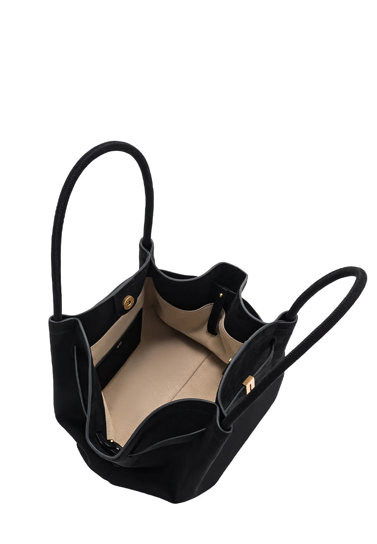 Hana Medium Faux Suede Tote Bag - Black