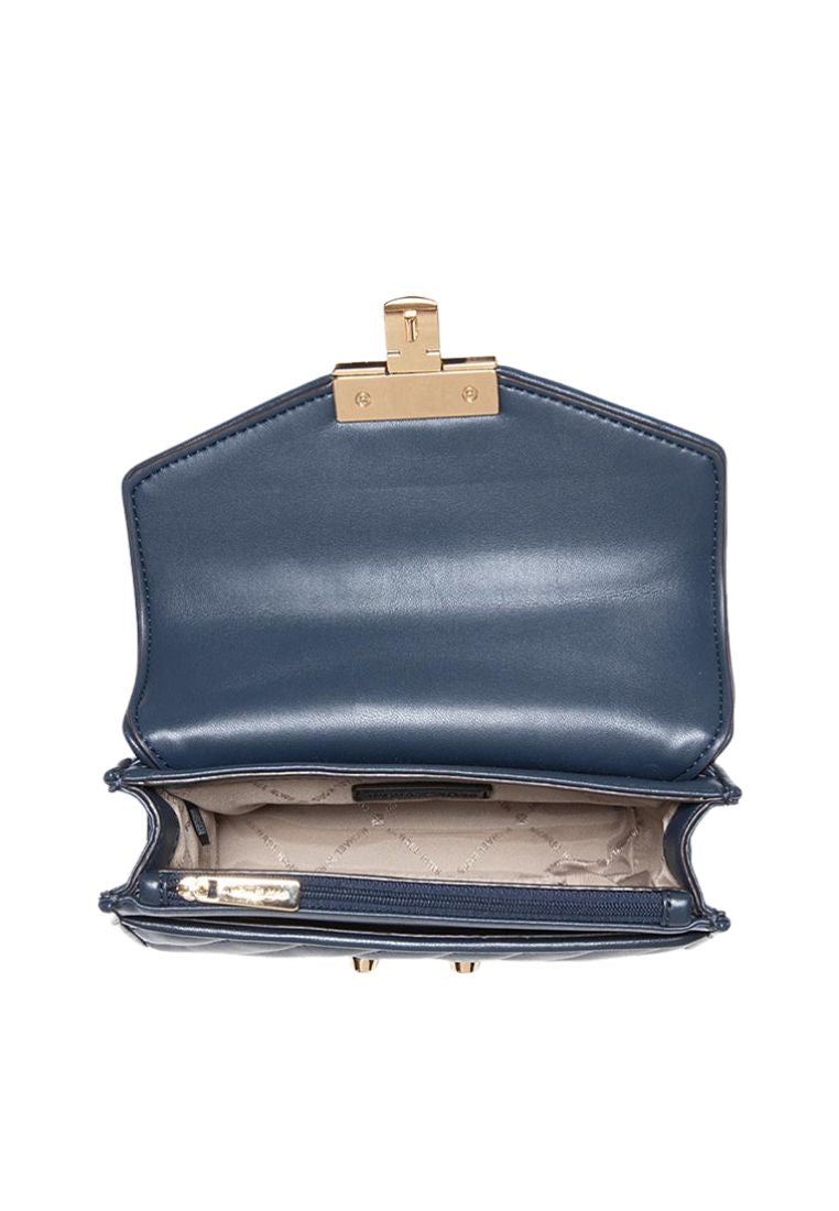 Rose Quilted Leather Small Crossbody Navy