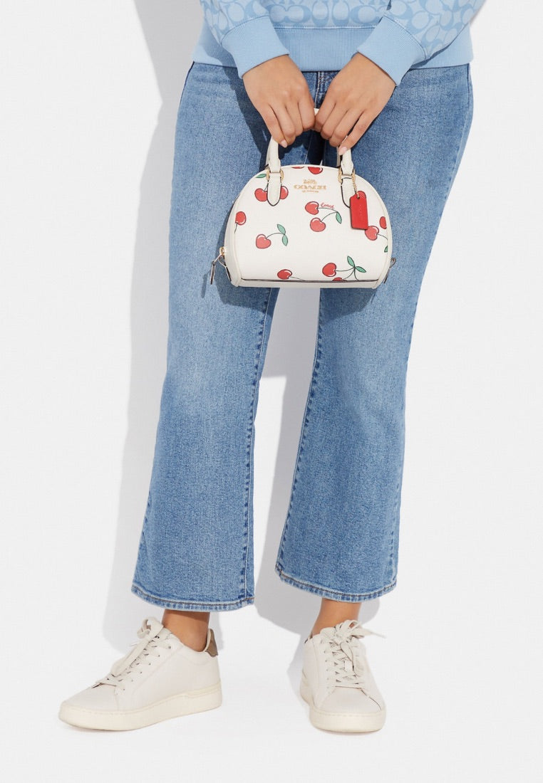 Sydney Satchel With Heart Cherry Print Chalk Multi