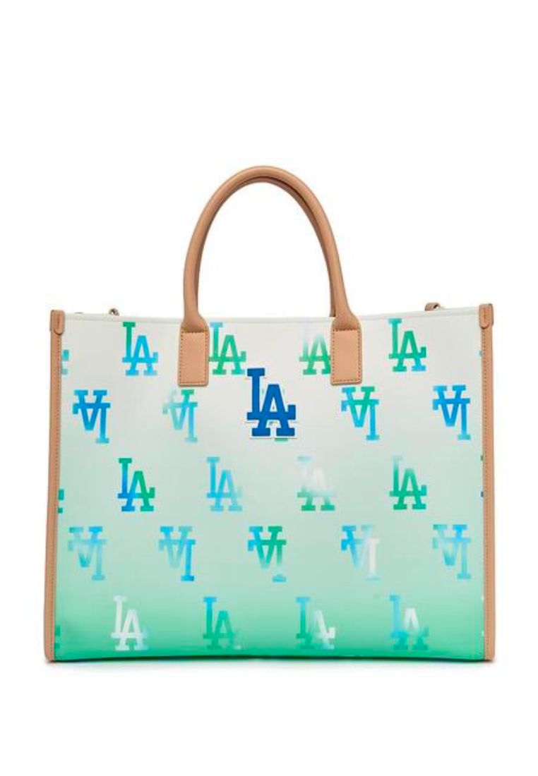 Gradation MONOGRAM Coated Canvas L-Tote Bag LA DODGERS green