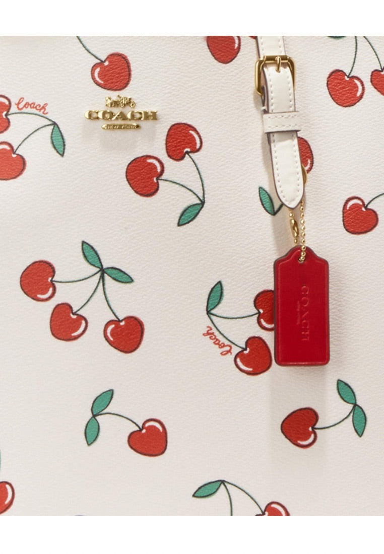 Mollie Tote With Heart Cherry Print Chalk Multi