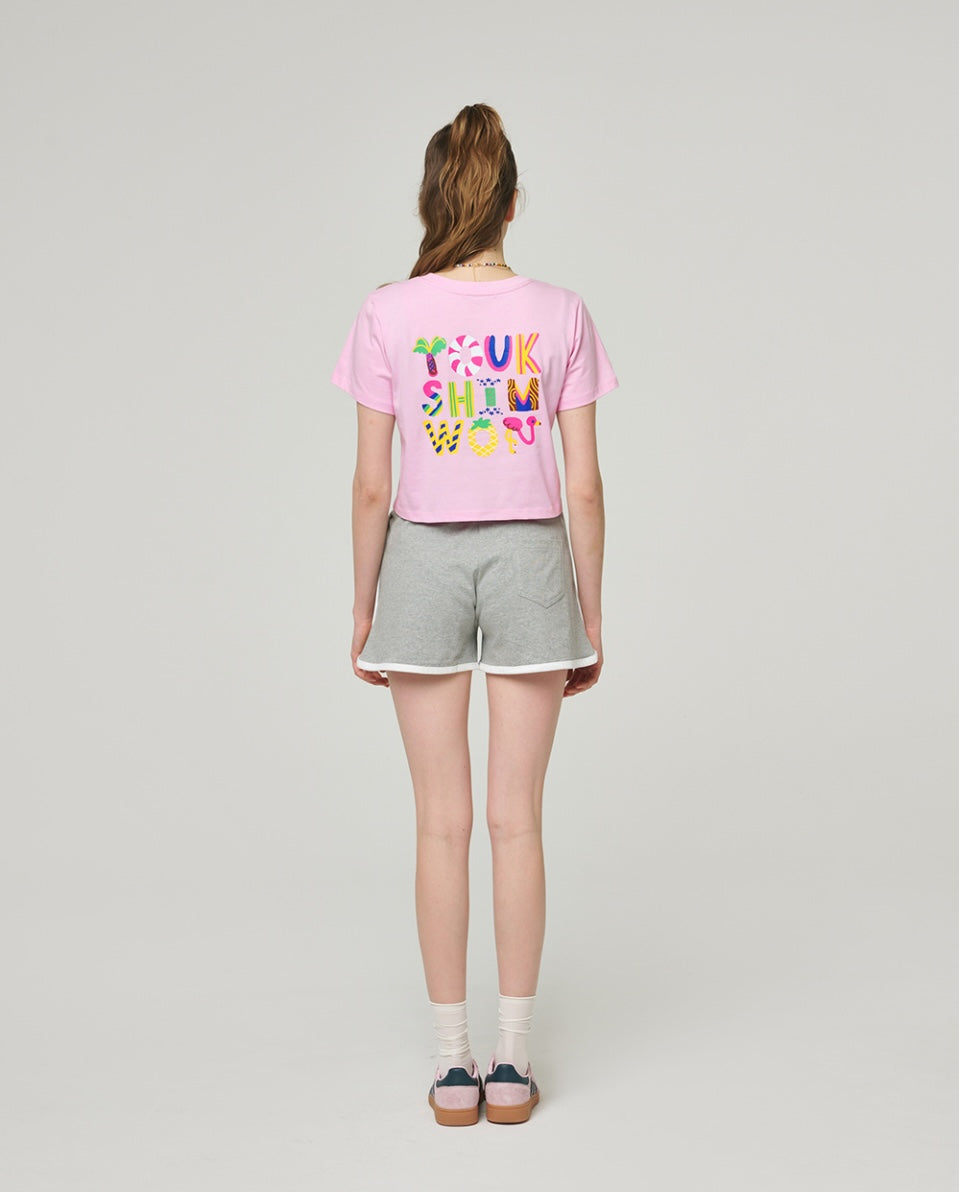Summer Lettering Crop T-Shirt F Luna