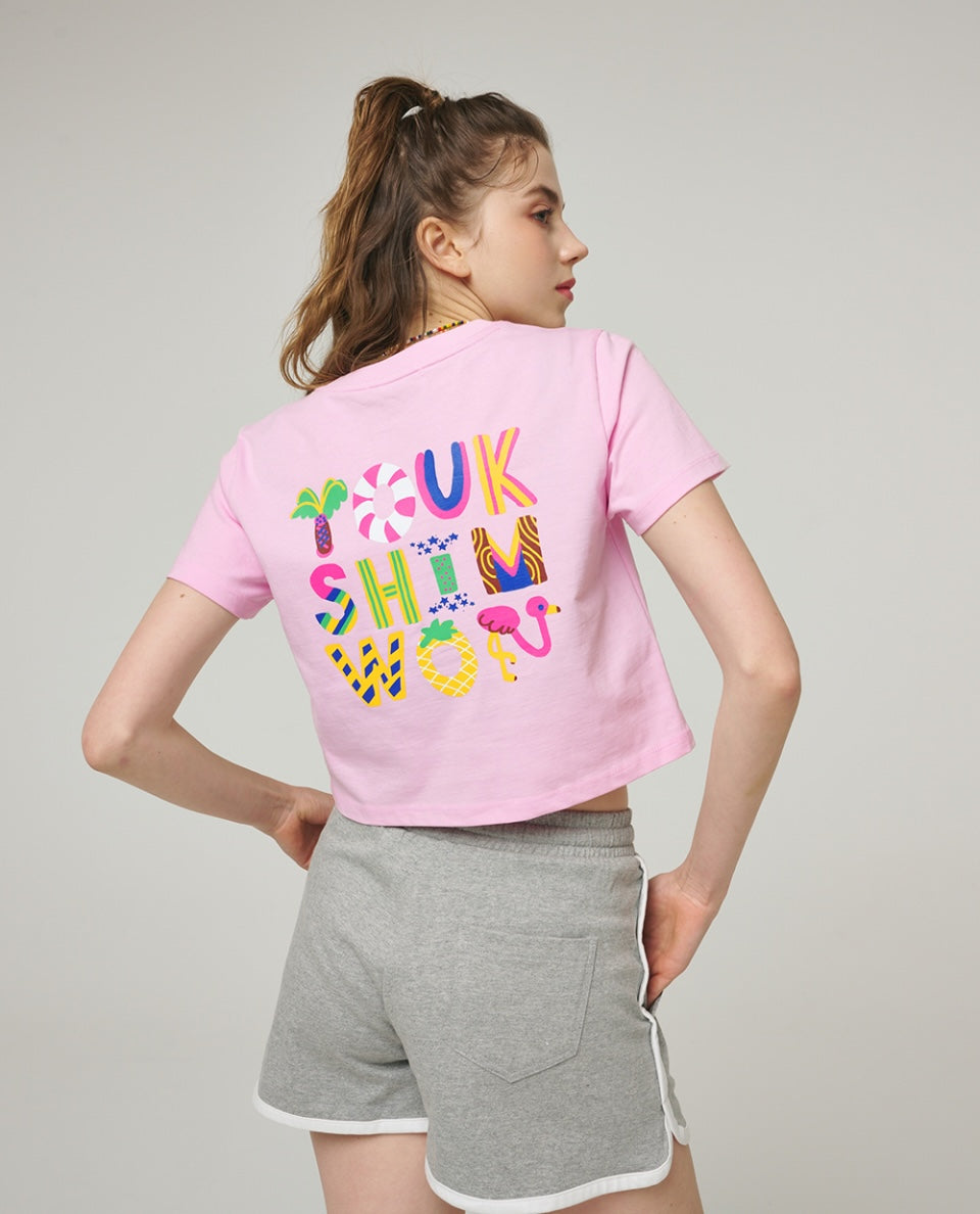Summer Lettering Crop T-Shirt F Luna