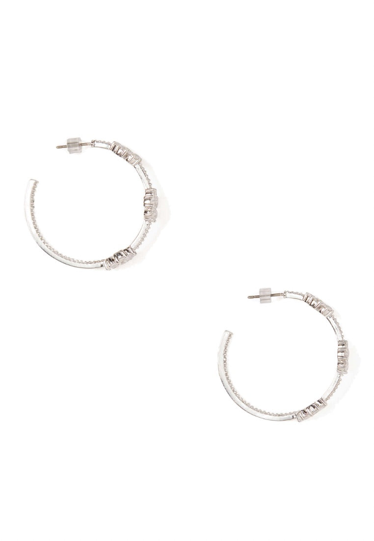 Gleaming Gardenia Flower Hoops Silver