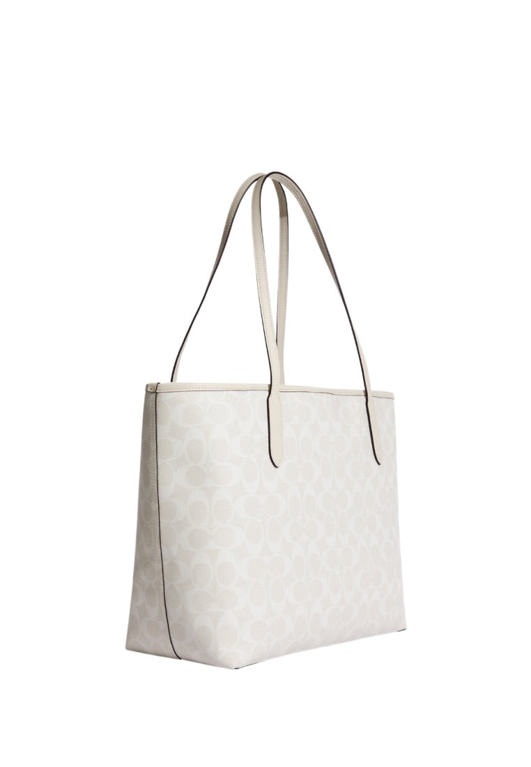 City Tote In Signature Canvas Glacier White