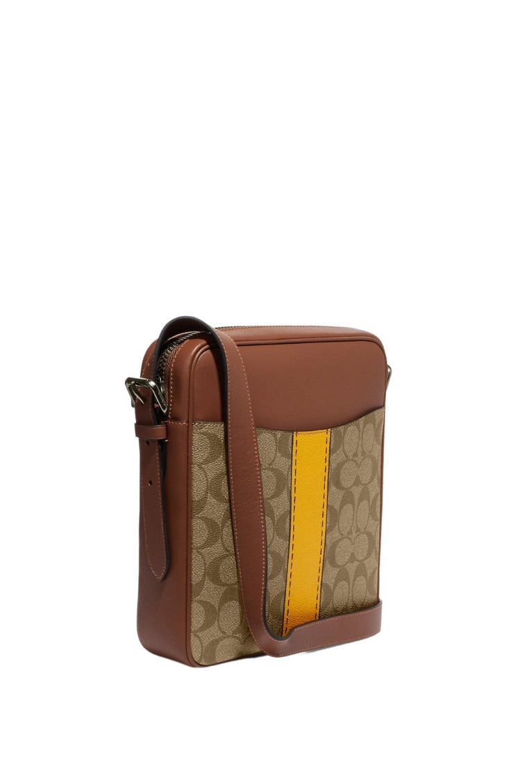 Hudson Crossbody 21 In Signature Canvas With Trompe L'oeil Print Khaki Multi