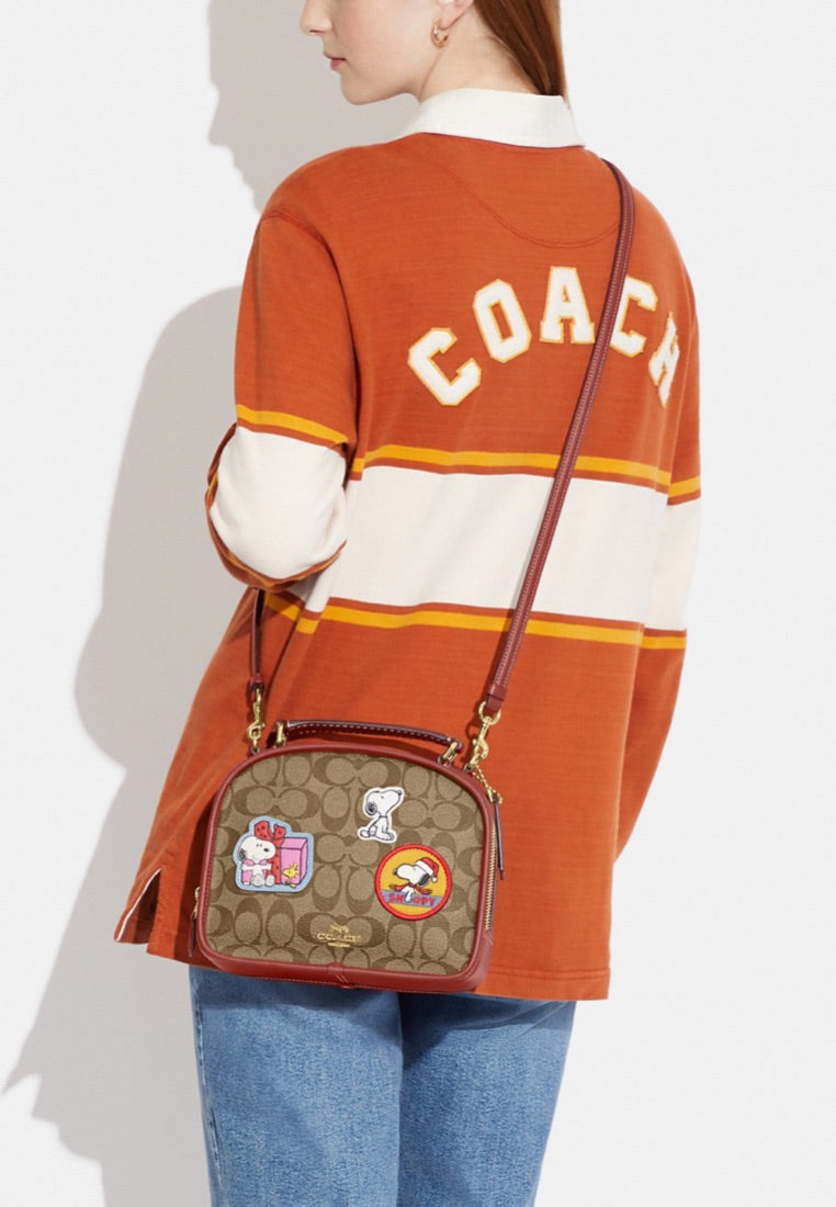 Coach X Peanuts Lunch Pail In Signature Canvas With Patches