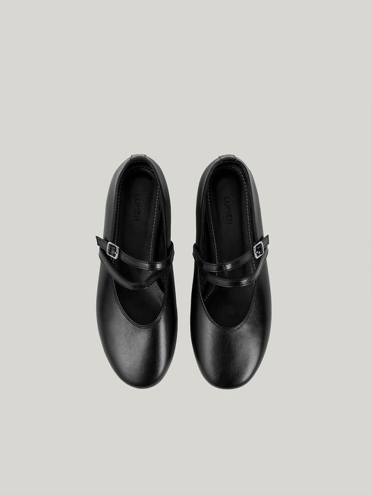 Atelier de LUMEN DOUBLE STRAP FLATS soft black