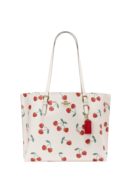 Mollie Tote With Heart Cherry Print Chalk Multi