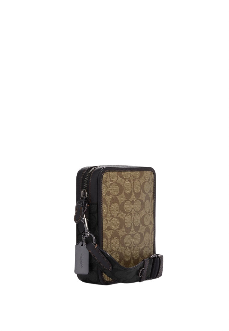 Sullivan Crossbody In Blocked Signature Canvas Khaki Charcoal