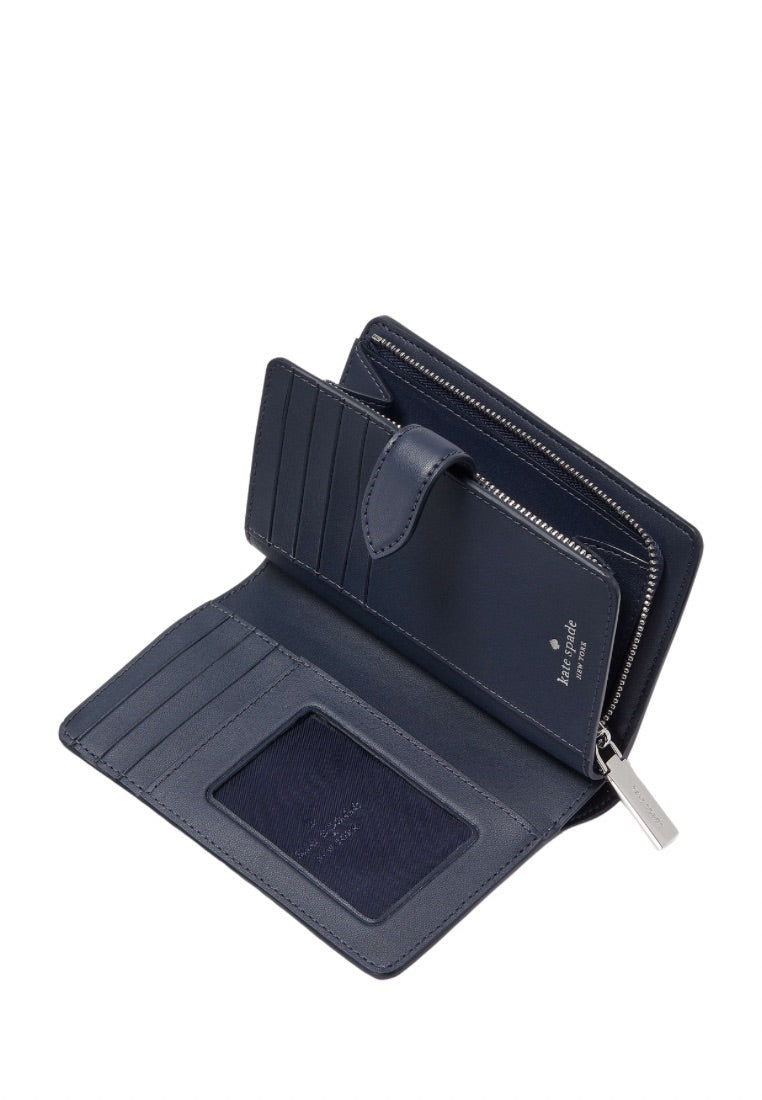 Signature Spade Flower Medium Compact Bifold Wallet Navy Multi