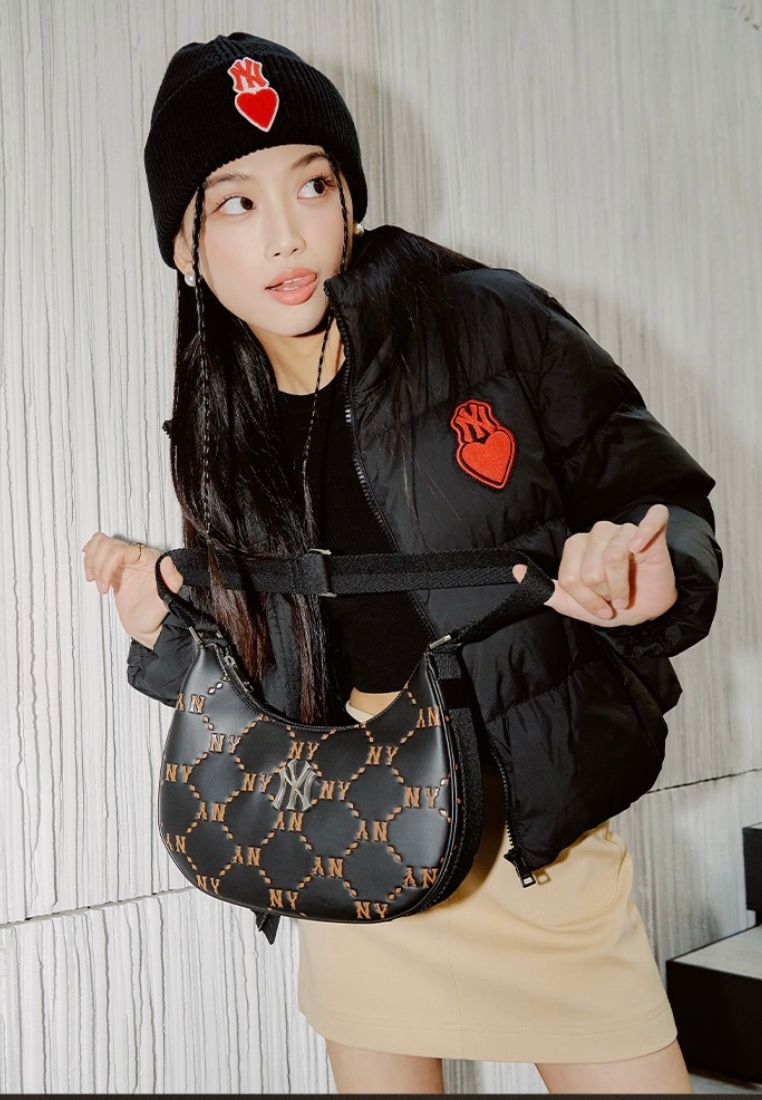 Dia MONOGRAM PU Embo L-Hobo Bag NEW YORK YANKEES black