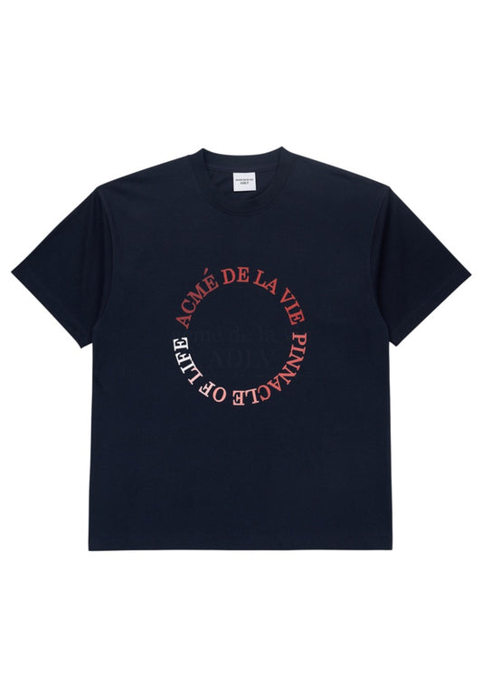 Circle Logo Artwork Basic Short Sleeve T-Shirt Navy
