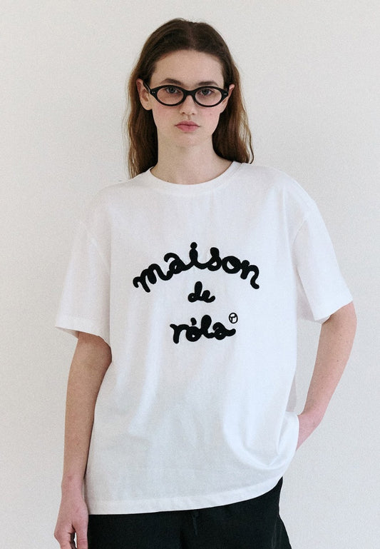 Maison De Rola Embroidery Loose Fit T-Shirt White