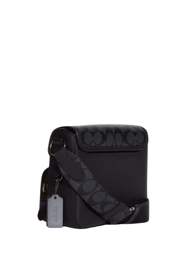 Sullivan Flap Crossbody Bag In Signature Canvas Black Charcoal