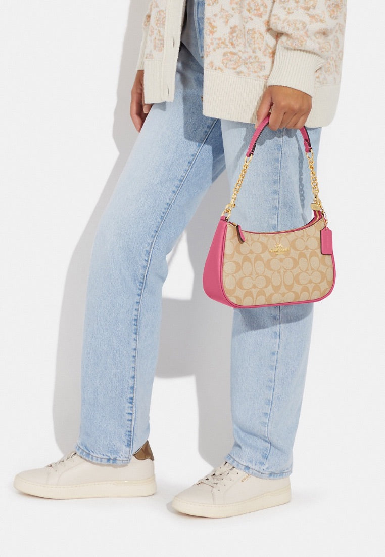 Teri Shoulder Bag In Signature Canvas Light Khaki Petunia