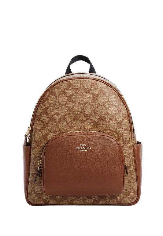 Court Backpack In Signature Canvas Khaki Saddle 2