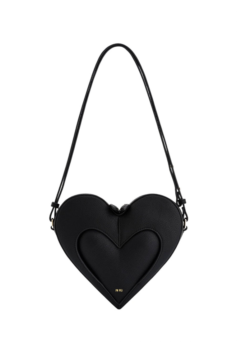 Francisca Heart Shaped Crossbody Bag - Black