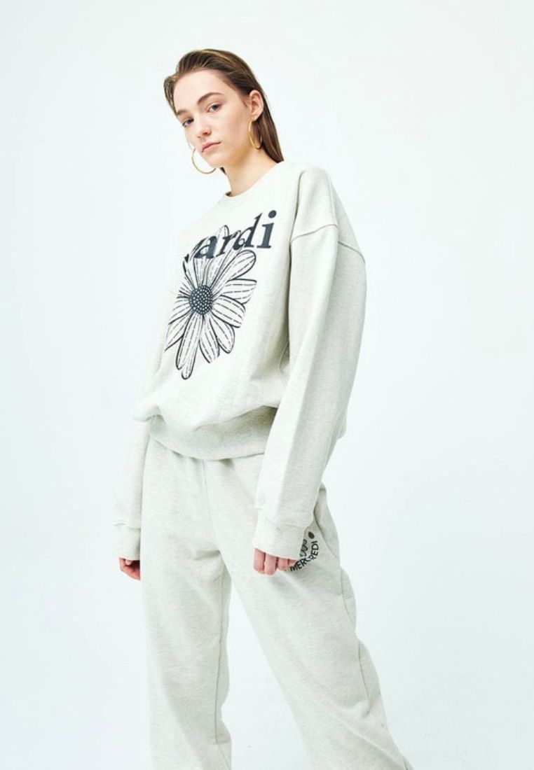 Sweatshirt Flower Mardi Oatmeal Black