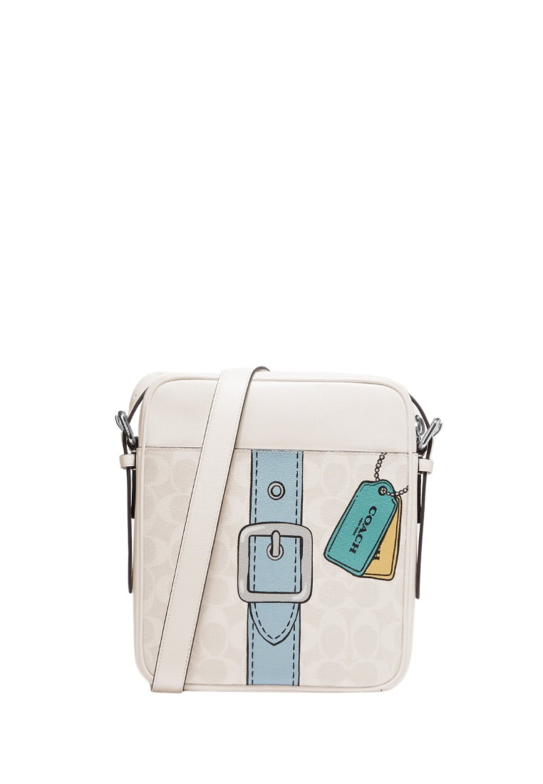 Hudson Crossbody 21 In Signature Canvas With Trompe L'oeil Print Chalk Multi