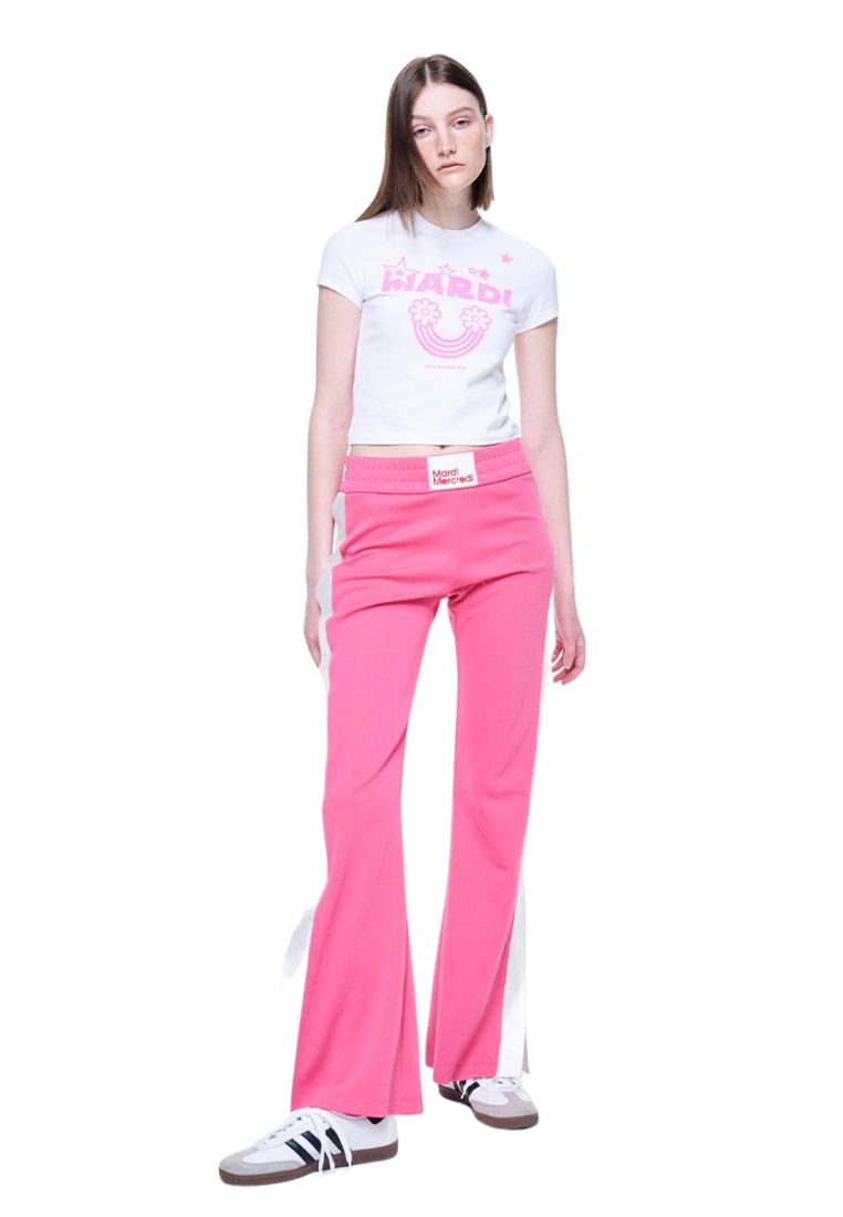 Cropped Tshirt Rainbow White Pink