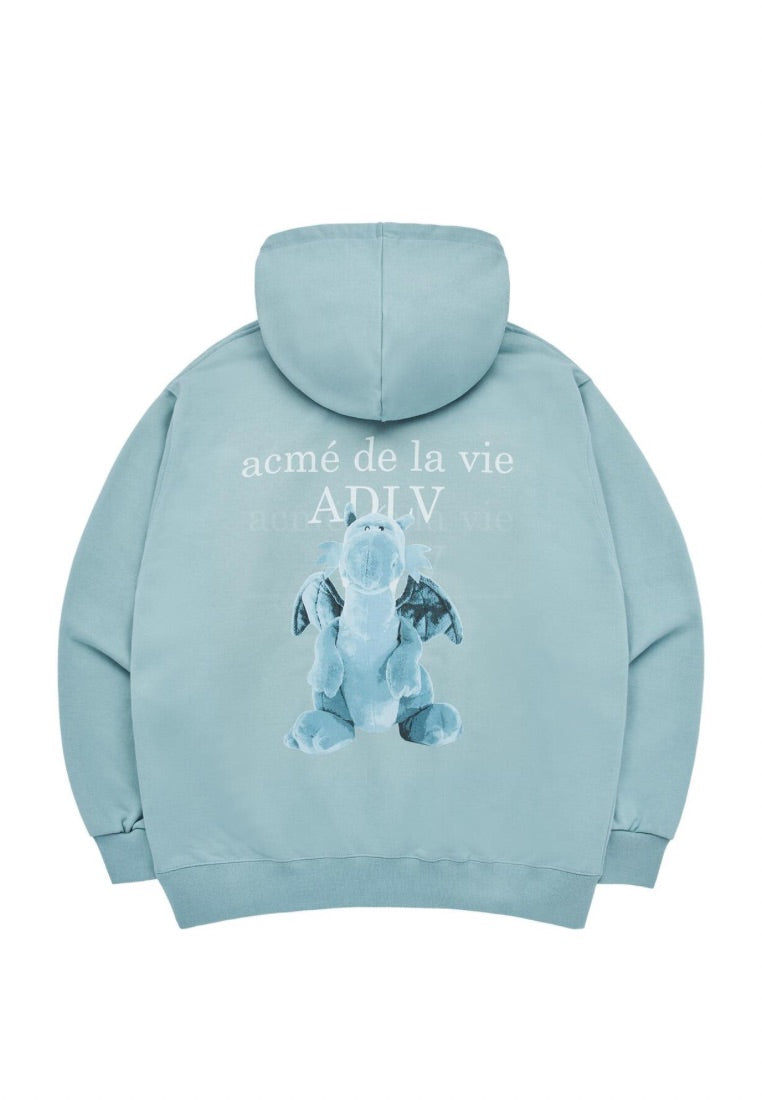 Fuzzy Dragon Artwork Hoodie Dark Mint