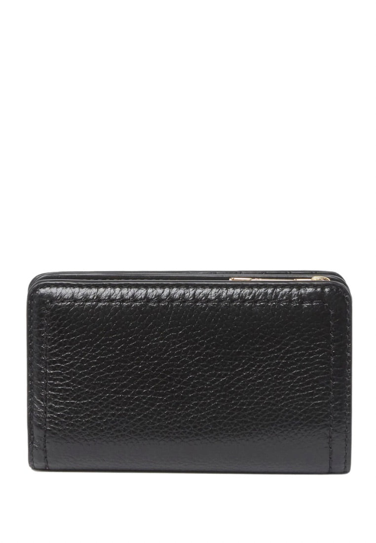 Topstitched Compact Zip Wallet Black