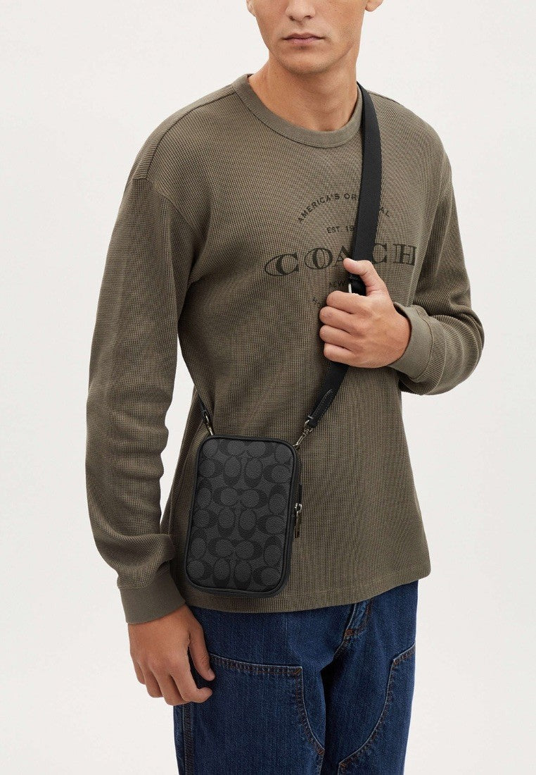 Aden Crossbody In Signature Canvas Charcoal Black