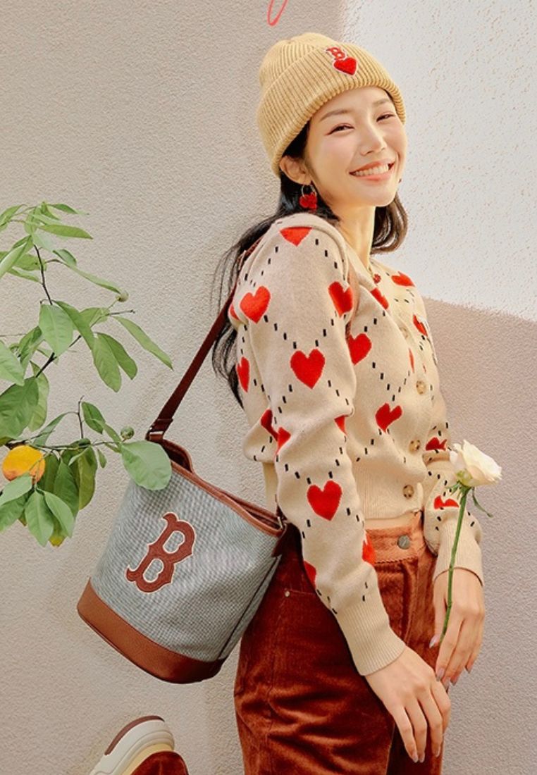 Basic Big Logo Canvas Bucket Bag BOSTON REDSOX dark brown