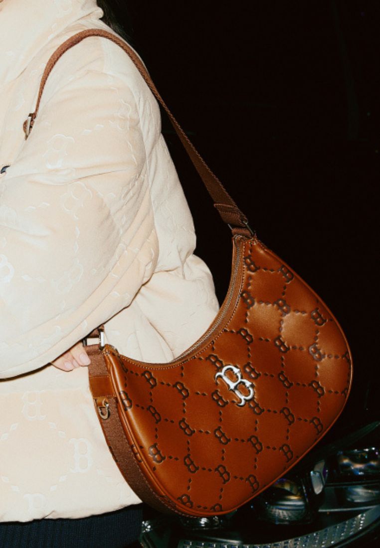 Dia MONOGRAM PU Embo L-Hobo Bag BOSTON REDSOX brown