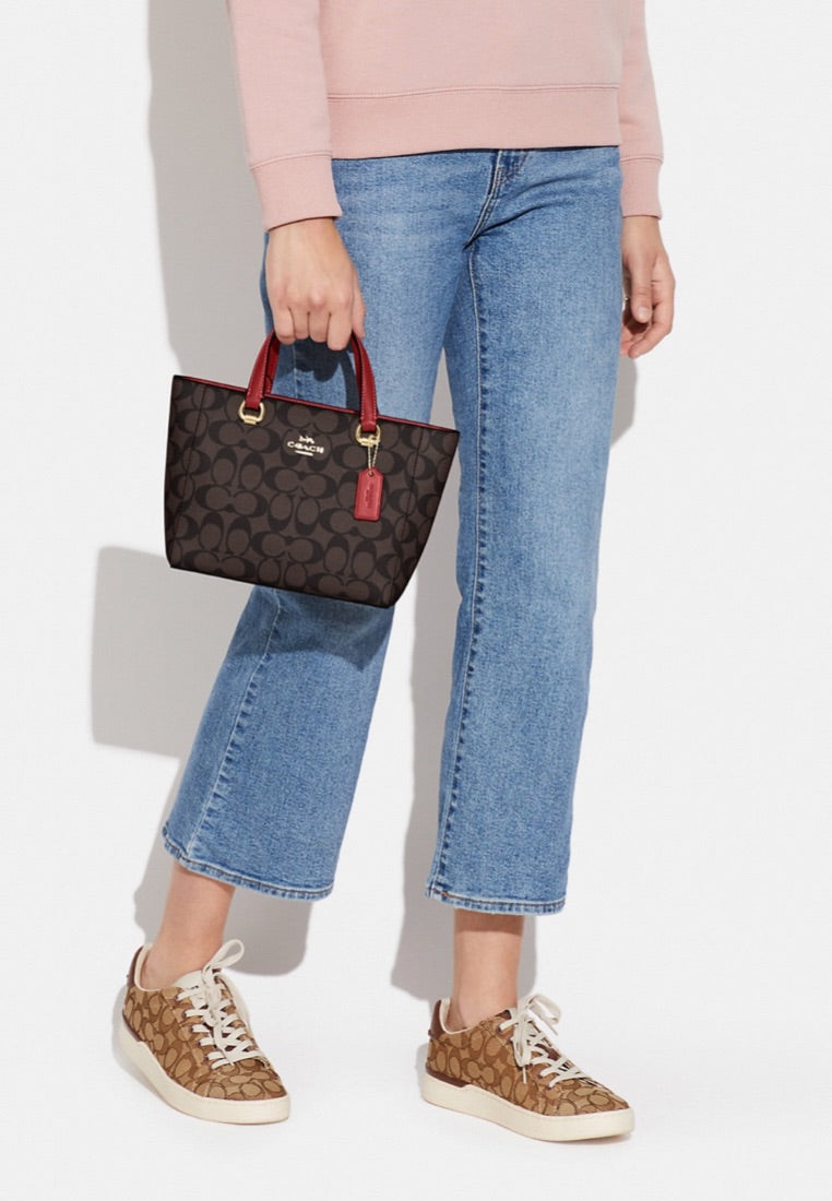 Alice Satchel In Signature Canvas Brown 1941 Red