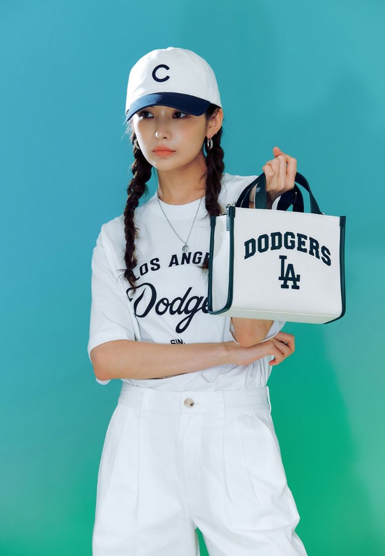 Varsity Basic Canvas S-Tote Bag LA DODGERS cream