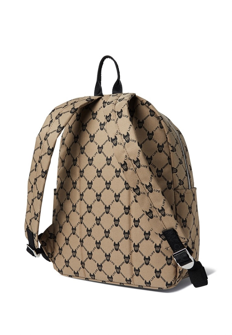 Jacquard Monogram Basic Backpack Pattern Beige