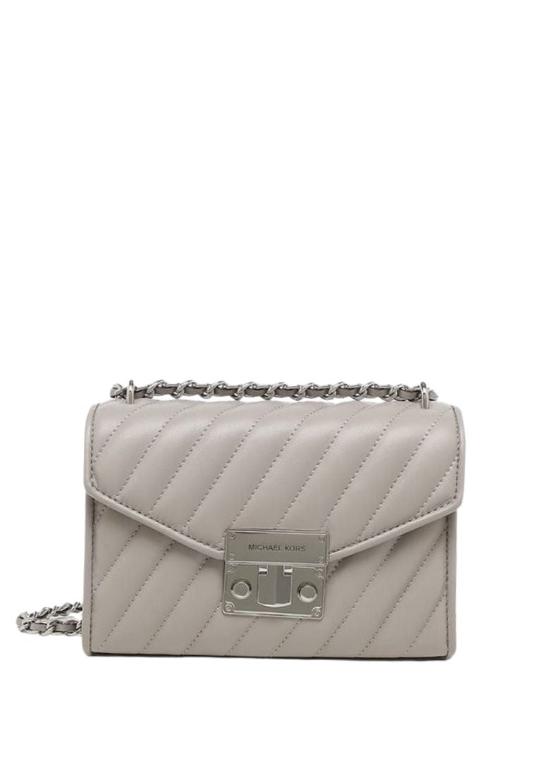 Rose Quilted Leather Small Crossbody Heather Grey