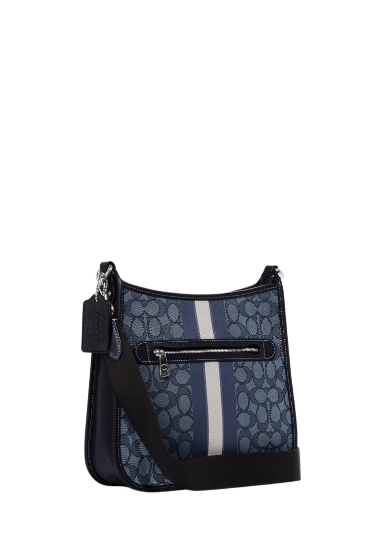 Dempsey File Bag In Signature Jacquard With Stripe And Coach Patch Midnight Navy Multi