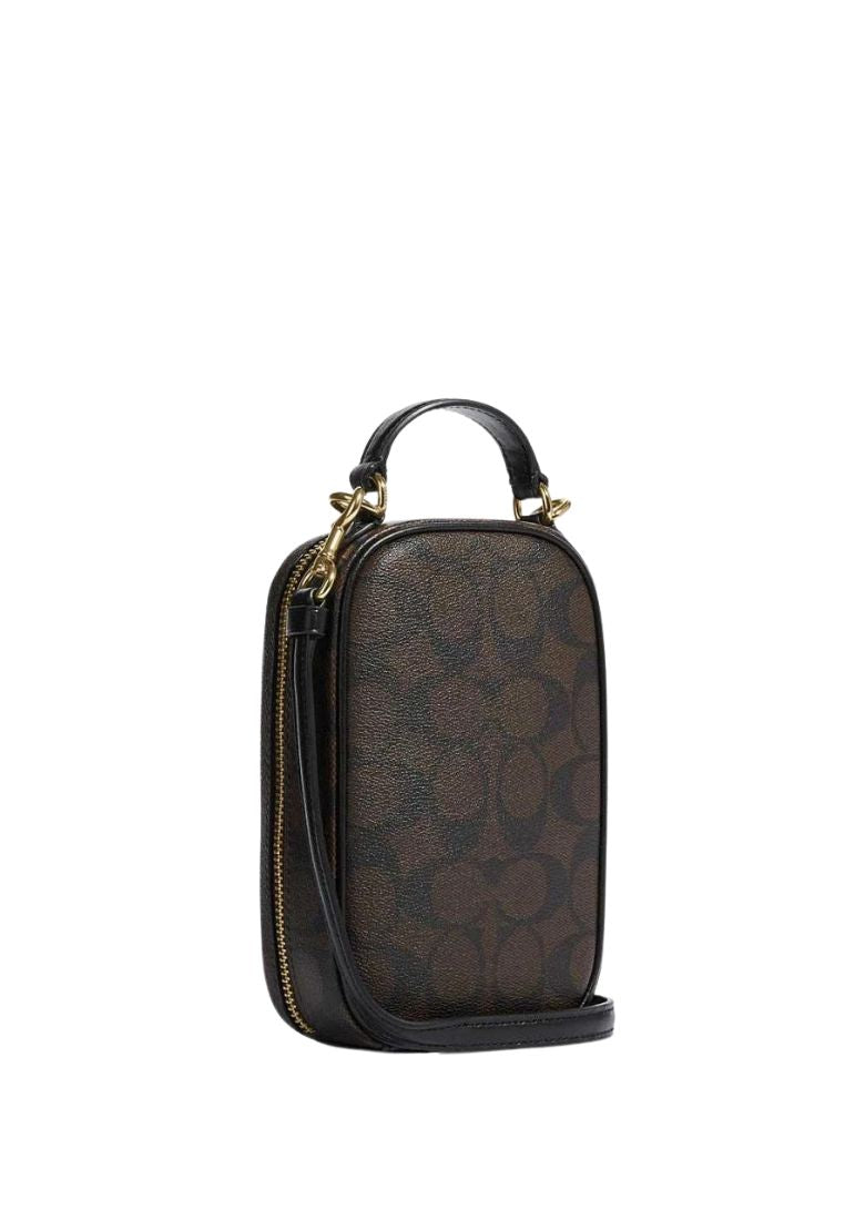 Eva Phone Crossbody In Colorblock Signature Canvas Brown Black