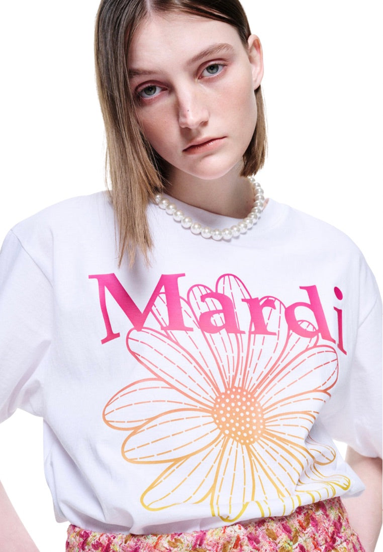 Tshirt FlowerMardi Gradation White Pink