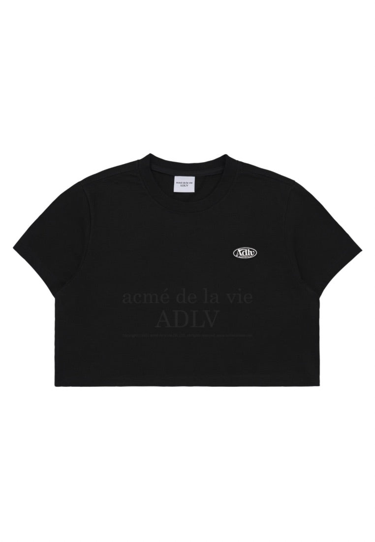 Circle Wappen Crop Short Sleeve T-Shirt Black