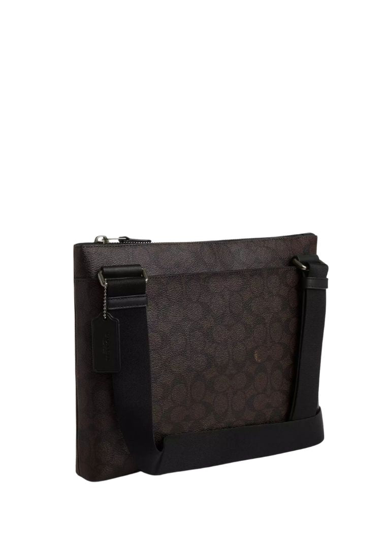 Carrier Zip Crossbody Bag In Signature Canvas Walnut Black