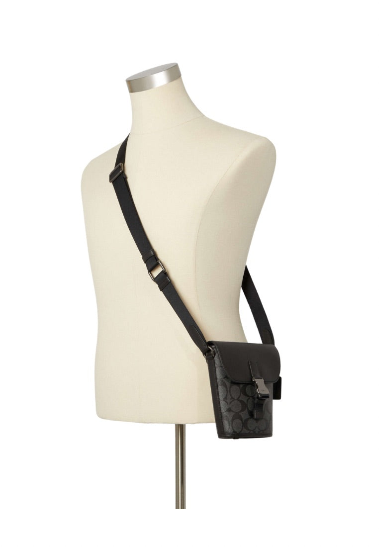 Track Small Flap Crossbody In Signature Canvas Charcoal