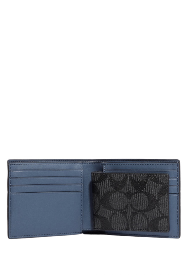 Boxed 3 In 1 Wallet Gift Set In Signature Canvas With Varsity Stripe Denim Multi