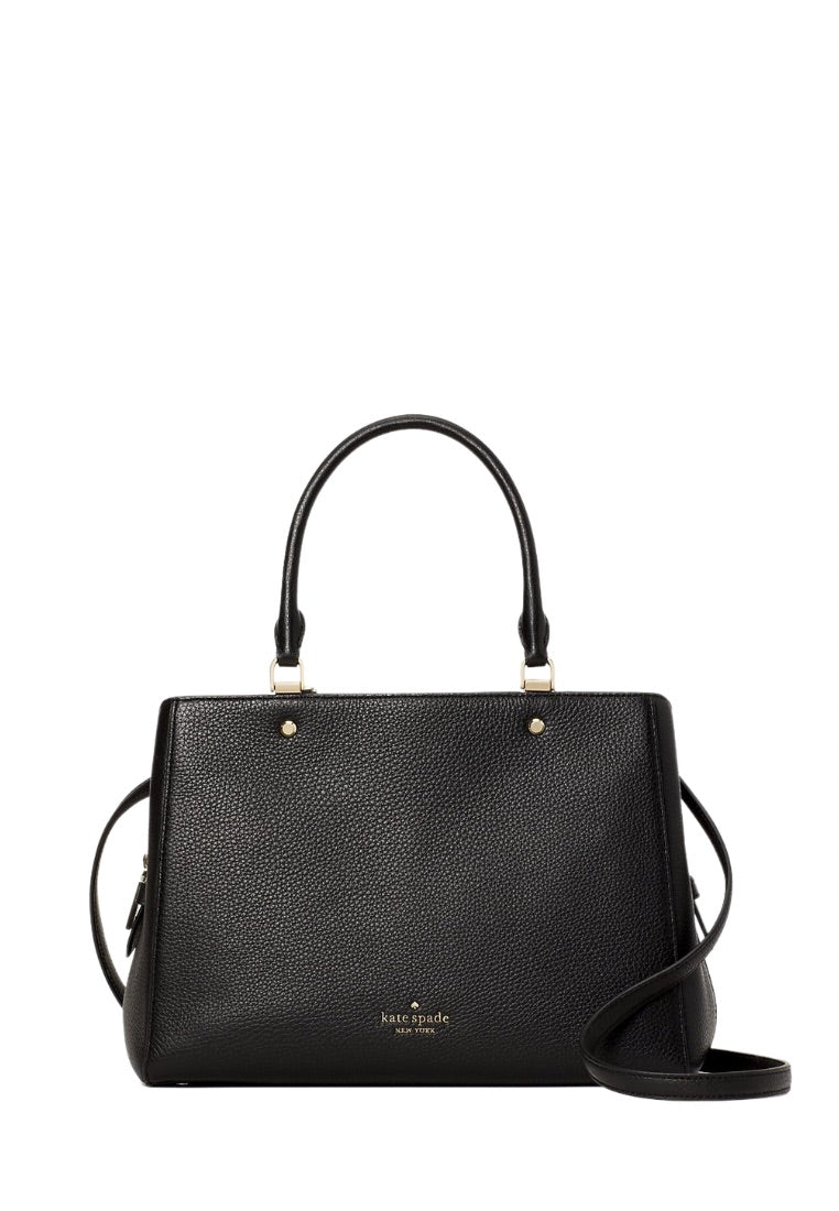 Leila Medium Triple Compartment Satchel Black