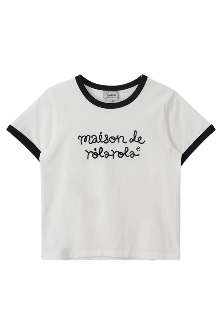Maison De Rola Ringer T-Shirt White Black