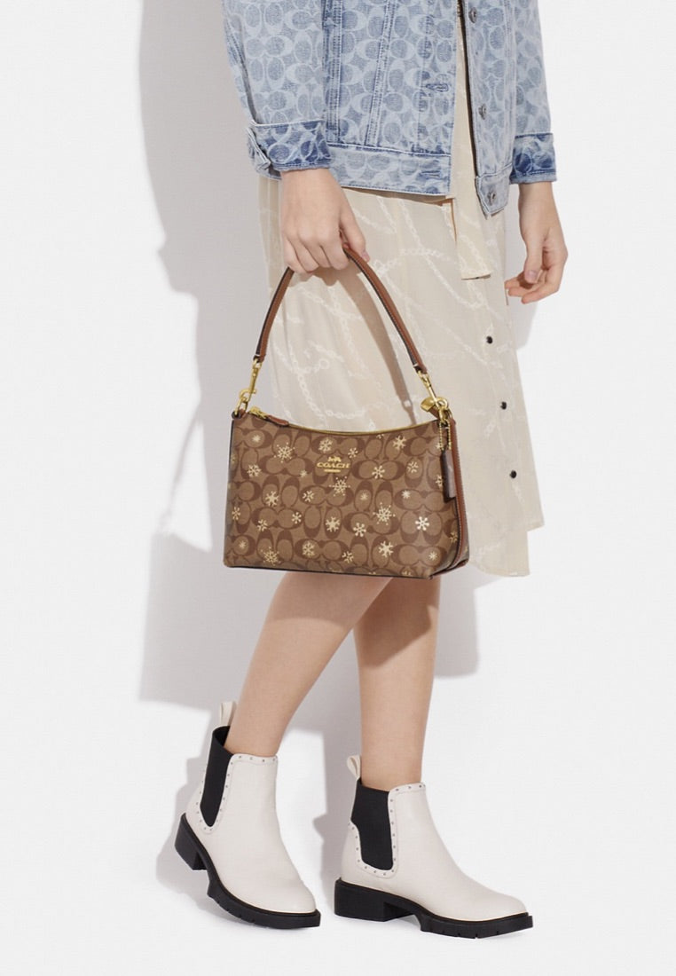 Clara Shoulder Bag In Signature Canvas With Snowflake Print