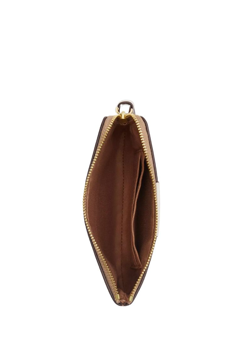Corner Zip Wristlet In Signature Canvas With Stripe Gold Sand Chalk