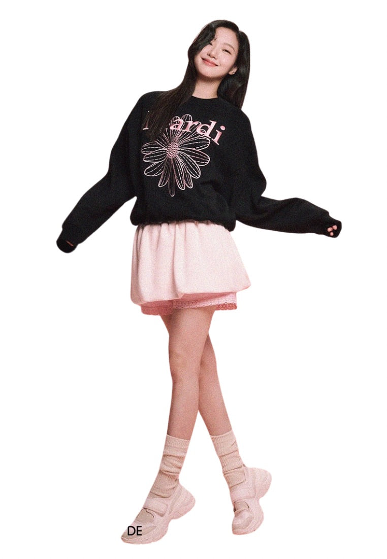 Sweatshirt FlowerMardi Needlework Black Pink