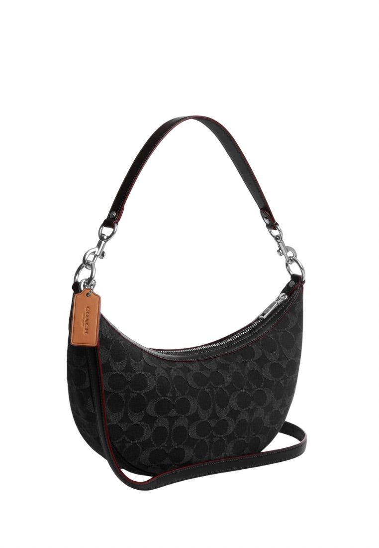 Aria Shoulder Bag In Signature Denim Silver Black